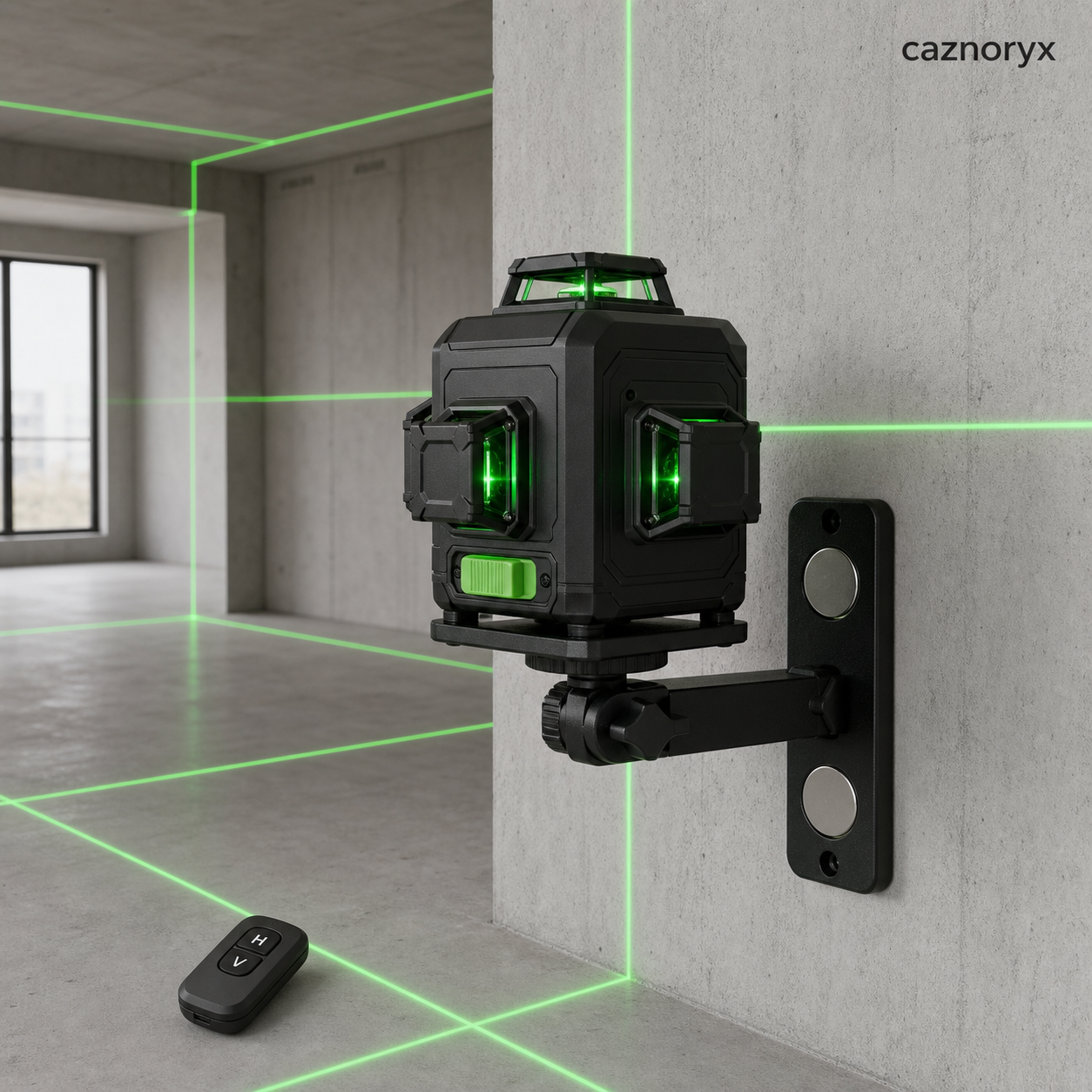 CAZNORYX 16-Line Green Laser Level – 4D Self-Leveling Layout Tool with Remote